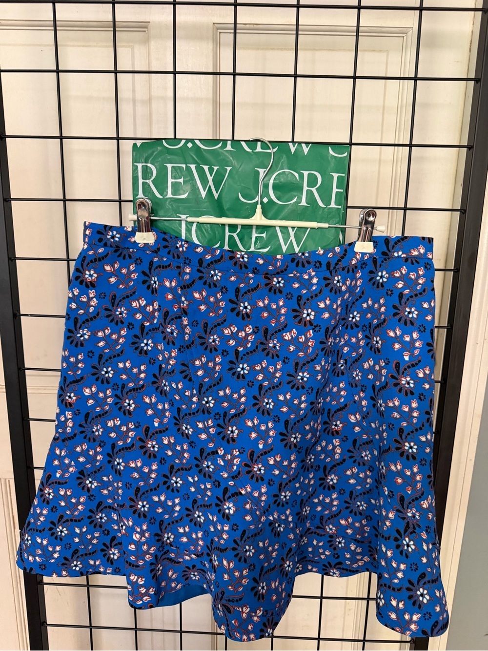 J. Crew Royal Blue Floral Circle Skirt